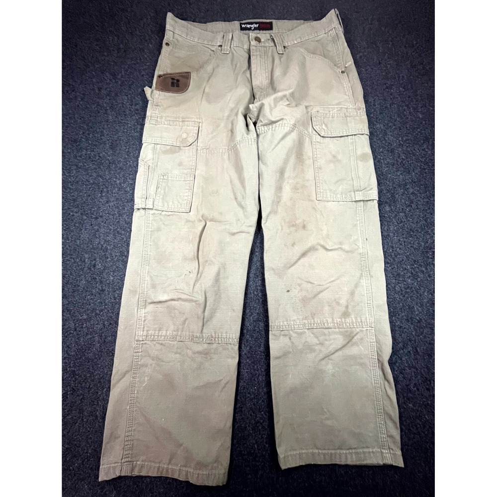 Wrangler Riggs Workwear Ripstop Ranger Cargo Pants Mens 34x30 Tan Cotton Hiking